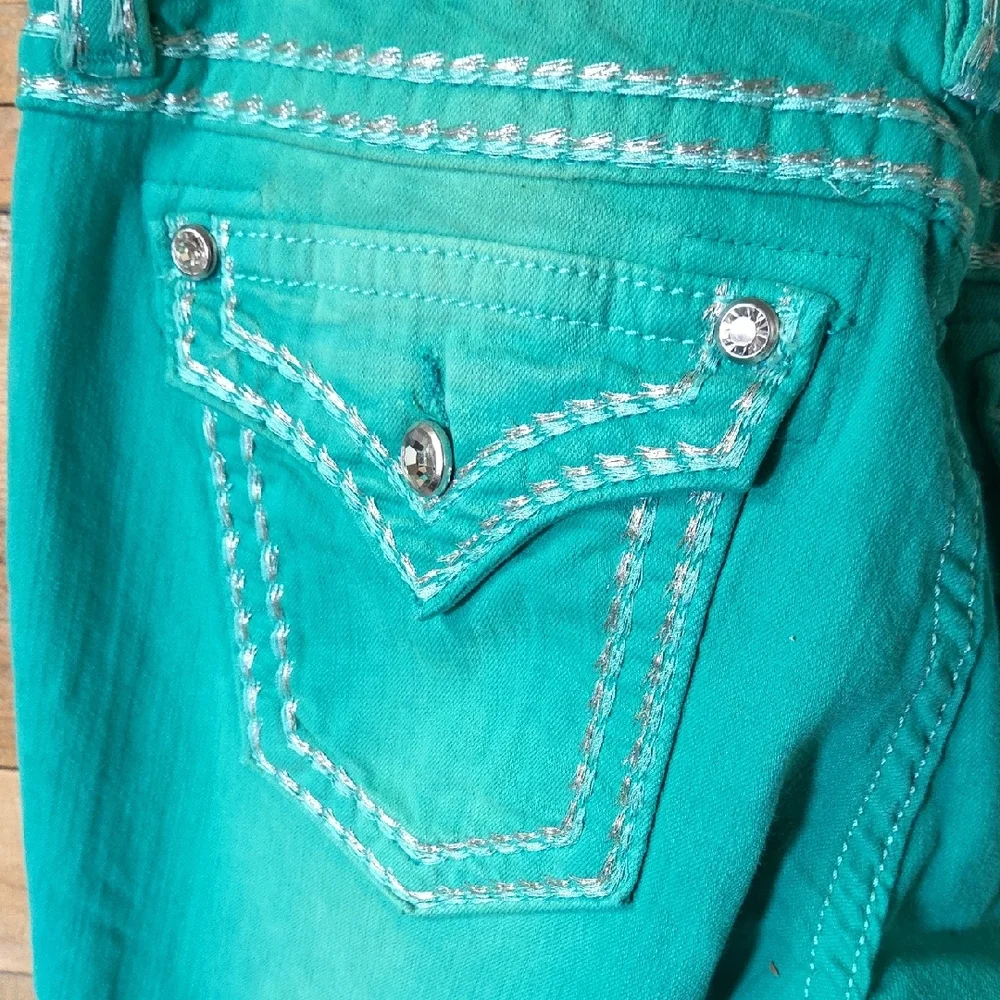 Miss Me Vibrant Teal Skinny Jeans - Picture 4 of 4